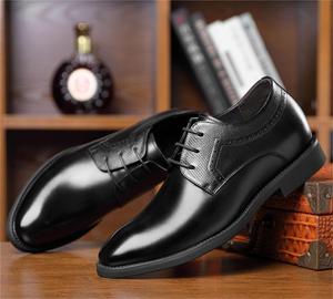 Scarpe da <span class=keywords><strong>Uomo</strong></span> con Rialzo Interno 3 Pollici - Oxford Nere Eleganti con Fodera in Vera Pelle e <span class=keywords><strong>Tacco</strong></span> Discreto Integrato - Product Image 4