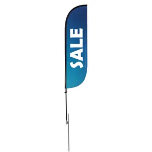 Outdoor advertising knife shape banner high quality iron base polyester flag pole teardrop feather giant flag