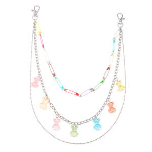 Cadena de cintura con broche de oso colorido de aleación de zinc, con múltiples pasadas y dijes de oso de gelatina transparente, accesorio de moda - Product Image 5