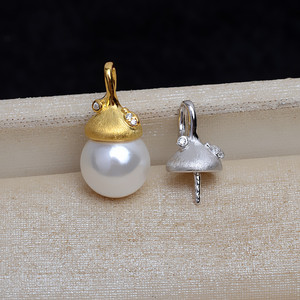 Accessoires DIY en argent S925 faits à la main, pendentif chaîne vide avec tête suspendue pour perles de 8-12 mm, accessoires DIY Baotou, tendance 4413 - Product Image 1