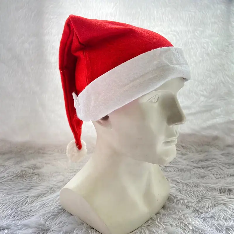 Дешевая термопереносная пользовательская шляпа Санта-Клауса, разлагаемая Нетканая шапка, экологически чистые рождественские шляпы