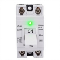 Disjoncteur de sécurité AC 2 pôles série LINZIELE NT50-B, disjoncteur miniature C20, norme IEC60898, type BH, cuivre MCB, néon