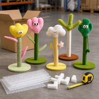 Ensemble de 5 griffoirs pour chats en forme de dessin animé avec de jolies têtes en peluche en forme de fleur, nuage et cactus, et corde en sisal pour chats