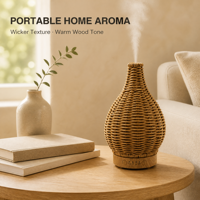 Diffuseur de parfum aspect rotin 100 ml avec minuterie, boîtier décoratif, vente en gros, fabricant, marque privée, approvisionnement direct usine