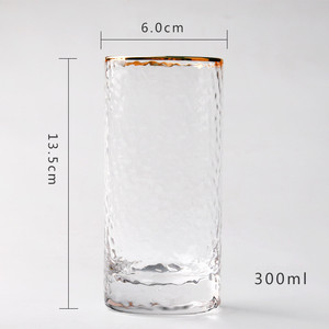 Tasse en verre transparent à motif martelé en or, 1 pièce, gobelet d'eau pour fruits et bonbons - Product Image 6