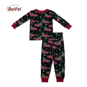 Custom Toddler Long Sleeve Matching Christmas Kids Pyjamas Family Clothes Set Sleepwear Baby Bamboo Pajamas Wholesale