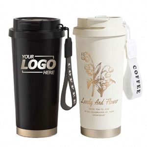 Gobelet isotherme en acier inoxydable 316 avec revêtement céramique personnalisé, couvercle et paille – Idéal pour le café, le thé, les smoothies - Product Image 1