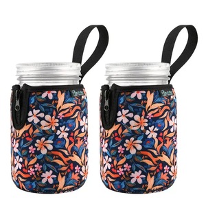 Venta caliente al por mayor barato 1 cuarto Mason Jars mangas neopreno 32oz boca regular y ancha Mason Jar mangas soporte con asa - Product Image 3