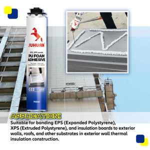Adhésif en <span class=keywords><strong>mousse</strong></span> PU JUHUAN G22 pour panneaux XPS/EPS, <span class=keywords><strong>mousse</strong></span> de collage à faible expansion pour panneaux isolants - Product Image 5