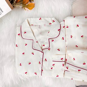 Set <span class=keywords><strong>Pigiama</strong></span> Donna Primavera-Autunno Casual in Maglia con Vita Elastica Traspirante Maniche Lunghe Stile Minimalista Francese con Logo Frontale - Product Image 2