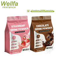 Sachets en plastique refermables à fond plat en aluminium pour poudre d'isolat de protéines de lactosérum de qualité alimentaire 1 kg
