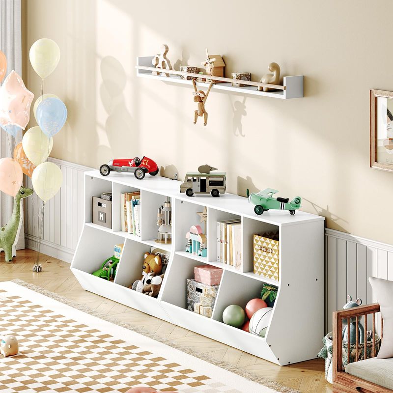 Kids Bookshelf Bookcase Footboard White Wooden