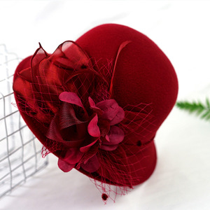 Cổ Điển Hoa Len Của Phụ Nữ <span class=keywords><strong>Top</strong></span> <span class=keywords><strong>Hat</strong></span> Ladies 'Nhà Thờ Fascinators Cho Đám Cưới Đảng Kinh Doanh Trang Phục Chính Thức Ren Phụ Kiện Phụ Kiện Giản Dị - Product Image 1