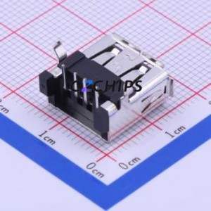 UBA-R4R-D14-4D(LF)(SN) USB Connector Bent Lead Through Hole Connector Type-A USB 2.0 Female Right Angle Insert - Product Image 2