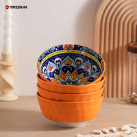 Ensemble de vaisselle en céramique bohème TRESUN, couleur orange, assiette, tasse, bol, ensemble de vaisselle pour restaurant et maison
