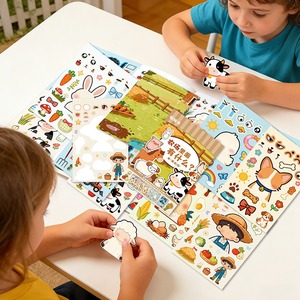 Livres d'autocollants à thème transfrontalier pour enfants, à faire soi-même, avec des costumes d'animaux en papier, vente en gros - Product Image 3