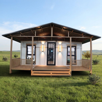 Maison conteneur pliable extensible pour zone touristique, mobile, trois en un, avec salle d'activités à double aile