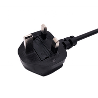 Prise électrique de type 13A 250V BS1363/A du Royaume-Uni avec câble en cuivre et PVC H05VV-F 3G1.5mm2 avec fusible