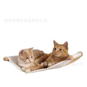 Hamaca de madera para gatos, montada en la pared, de madera maciza, 1 nivel, diseño simple para gatos - Product Image 5