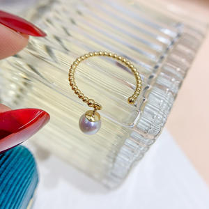 Anneau en argent S925 à faire soi-même, magnifique porte-bijoux en argent avec perles rondes de 7 à 9 mm, anneaux de perles 10079 - Product Image 2