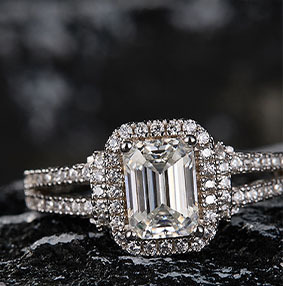 Anillo de Plata de Ley S925 con Moissanita Corte Esmeralda y Pavé Completo, Estilo Europeo de Lujo, Anillo de Compromiso para el Dedo Índice - Product Image 6