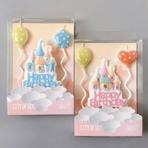 Velas de Pastel de Cumpleaños Sin Humo con Diseño de Castillo, Lindas Velas de Pastel con Globos de Dibujos Animados para Fiestas de Halloween y Cumpleaños, Accesorios para Fotos - Product Image 3