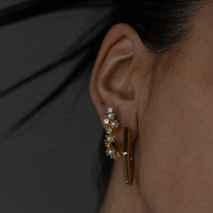 2025 Wholesale New High Quality Fashion INS New Trend <b>Hoops</b> 18K Gold Plated Minimalist Jewelry <b>Large</b> Hexagon <b>Earrings</b> - Product Image 4