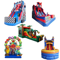 Tobogán de agua inflable comercial, parque infantil al aire libre, tobogán seco para niños, gorila de salto con piscina para adultos y niños