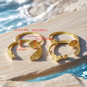 กำไลข้อมือรูปสัตว์ทะเลสไตล์ยุโรปอเมริกันสำหรับผู้หญิง วัสดุสแตนเลสคุณภาพสูง ดีไซน์เปลือกหอยและ<span class=keywords><strong>ปลาทอง</strong></span> - Product Image 2