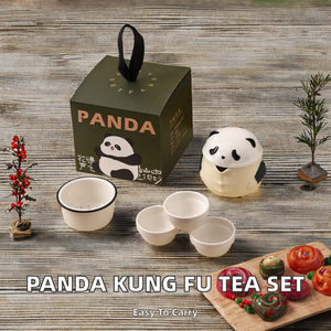 Service à thé portable en céramique vintage créatif Panda Kung Fu avec théière et tasse – Cadeau idéal pour une activité rapide avec les invités - Product Image 2