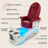 Fauteuil de pédicure professionnel en cuir PU avec massage du dos, plateau pliable, panneau de commande et douchette extensible pour salon de beauté