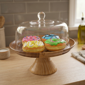 Soporte para Pastel de Madera Hecho a Mano, Ecológico, Apto para Lavavajillas y Microondas, Diseño Nuevo, Venta al Por Mayor, 2 Piezas, BS INTERNATIONAL - Product Image 1