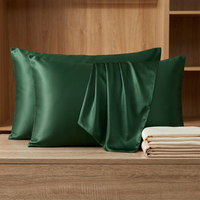 Taies d'oreiller classiques en satin Jiyimei, lot de 2, standard, luxe, fermeture éclair, tissu doux, lisse, respirant, motif uni