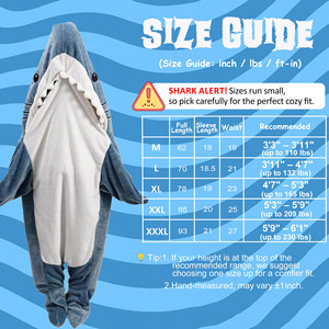 Оптовая Акула Одеяло Фланель Флис Толстовка Onesie Животное Спальные Мешки Износостойкий Косплей Спальный Костюм для Взрослых и - Product Image 4