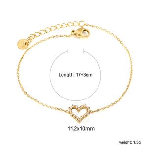 Bracelet en acier inoxydable de haute qualité, plaqué or, bijoux pour femmes, chaîne de bracelet avec diamants, zircon creux, charme en forme de cœur - Product Image 2