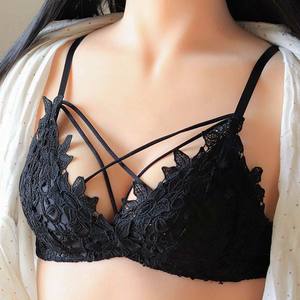 Ensemble de pompes pour femmes Soutien Gorge uni Femme Sutia <span class=keywords><strong>Com</strong></span> Renda Bralette à armatures en <span class=keywords><strong>dentelle</strong></span> Rembourrage extrême Soutien-gorge demi-tasse - Product Image 4