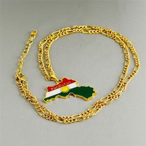 Mode Kurdistan Bendera Emas Lembut Enamel Perhiasan Kalung Liontin - Product Image 4