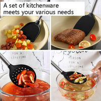 Outils de cuisine OEM Manche en acier inoxydable Silicone Set d'ustensiles de cuisine 15 pièces