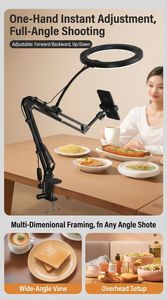 Anneau lumineux selfie 10 pouces avec support <span class=keywords><strong>de</strong></span> téléphone supérieur, pince <span class=keywords><strong>de</strong></span> table, bras articulé à suspension, support <span class=keywords><strong>de</strong></span> caméra, <span class=keywords><strong>kit</strong></span> <span class=keywords><strong>de</strong></span> studio pour diffusion en direct - Product Image 3