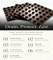 Planche de drainage rainurée moderne en plastique HDPE brun, imperméable, 30 mètres de long, épaisseur personnalisable, adaptée aux jardins verts