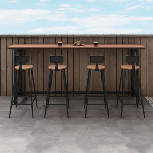 Conjunto de mesa alta para exteriores con tablero de madera y estructura metálica para barra y patio - Product Image 3