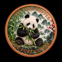 Pièce de monnaie commémorative en cuivre pur 999 de 1 oz, motif Panda géant, paysage chinois, pavillon de montagne en bambou, pièce d'art en cuivre, vente en gros