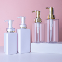 EN Stock Logo personnalisé carré PET 500ml emballage cosmétique bouteilles de shampoing en plastique avec pompe à lotion de presse