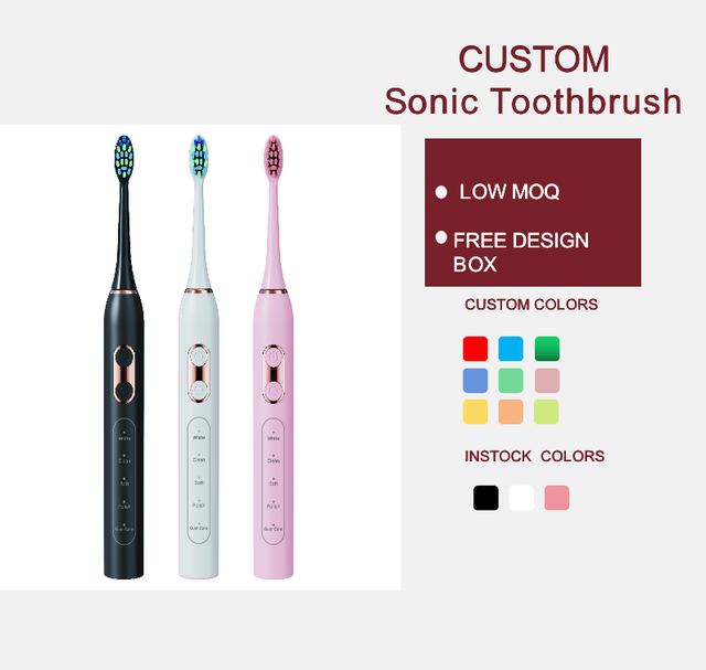 IPX7 Rechargeable Sonic Electric Toothbrush Adults 45000 Strokes/Min 5 Modes 8 Soft Head Teeth Whitening Portable Household