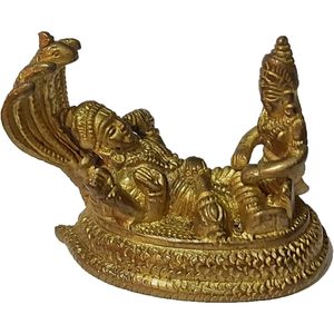 PARIJAT HANDICRAFT Estatua de latón Lord Vishnu Dios hindú Ídolo Escultura para el hogar Templo decoración Oficina Regalo Pooja Artículo Serpiente Arte - Product Image 3
