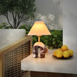 Lampade da Tavolo in Marmo Ricaricabili Stile Nordico Moderno 2700K, Paralume in Lino, Controllo Touch, Personalizzabili, per Hotel, Camera da Letto di Lusso, Arredamento Casa - Product Image 2