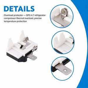 Relais de démarrage QP2-4.7 1 broche Relais de démarrage de réfrigérateur avec protection contre les surcharges de réfrigérateur 6750C-0005P Relais QP2-4r7 - Product Image 4