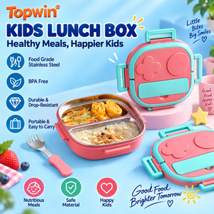 Lonchera Portátil de Acero Inoxidable 304 con Tapa de PP, Apta para Calentar, para Bebés, Niños, Estudiantes, Campamentos, Picnic y Actividades al Aire Libre - Product Image 1