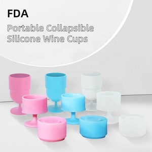 Reusable Unbreakable Portable Beer Whiskey <strong>Cups</strong> <strong>Collapsible</strong> Custom Silicone Wine Glasses <strong>Cup</strong> Tumbler for Travel Camping Picnic - Product Image 3