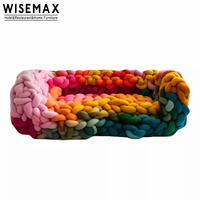 WISEMAX FURNITURE Canapé de loisirs coloré au design créatif sectionnel en bois massif velours tressé ensemble de canapés pour le salon